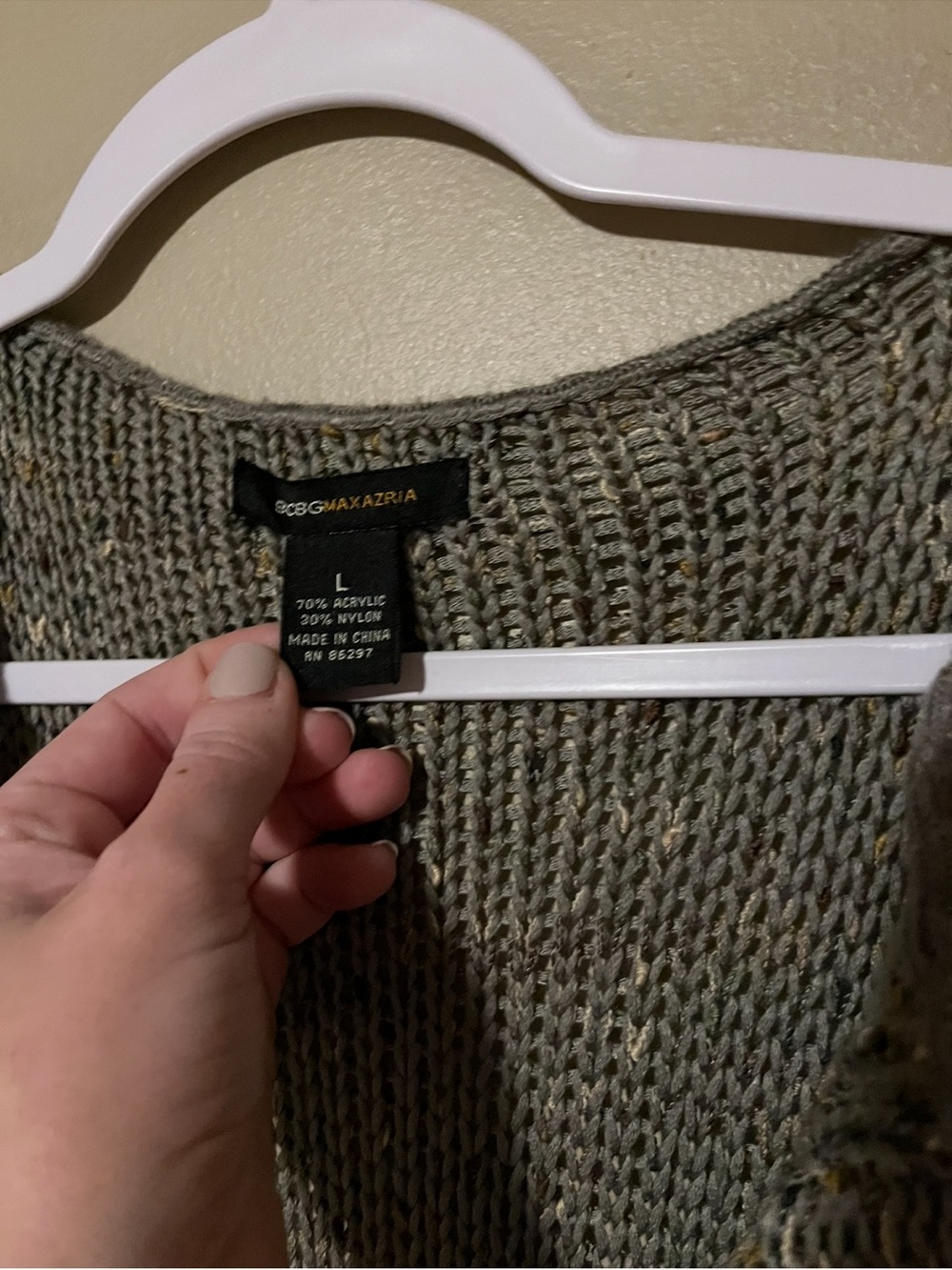 BCBGMaxAzria Olive Longline Fringed Button Cardigan - Picture 3 of 5